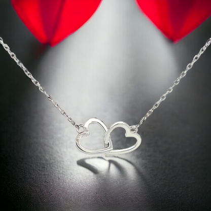 Sterling Silver Heart Linked Heart Pendant Necklaces for Women - LAX Jewelry