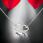 Sterling Silver Heart Linked Heart Pendant Necklaces for Women - LAX Jewelry