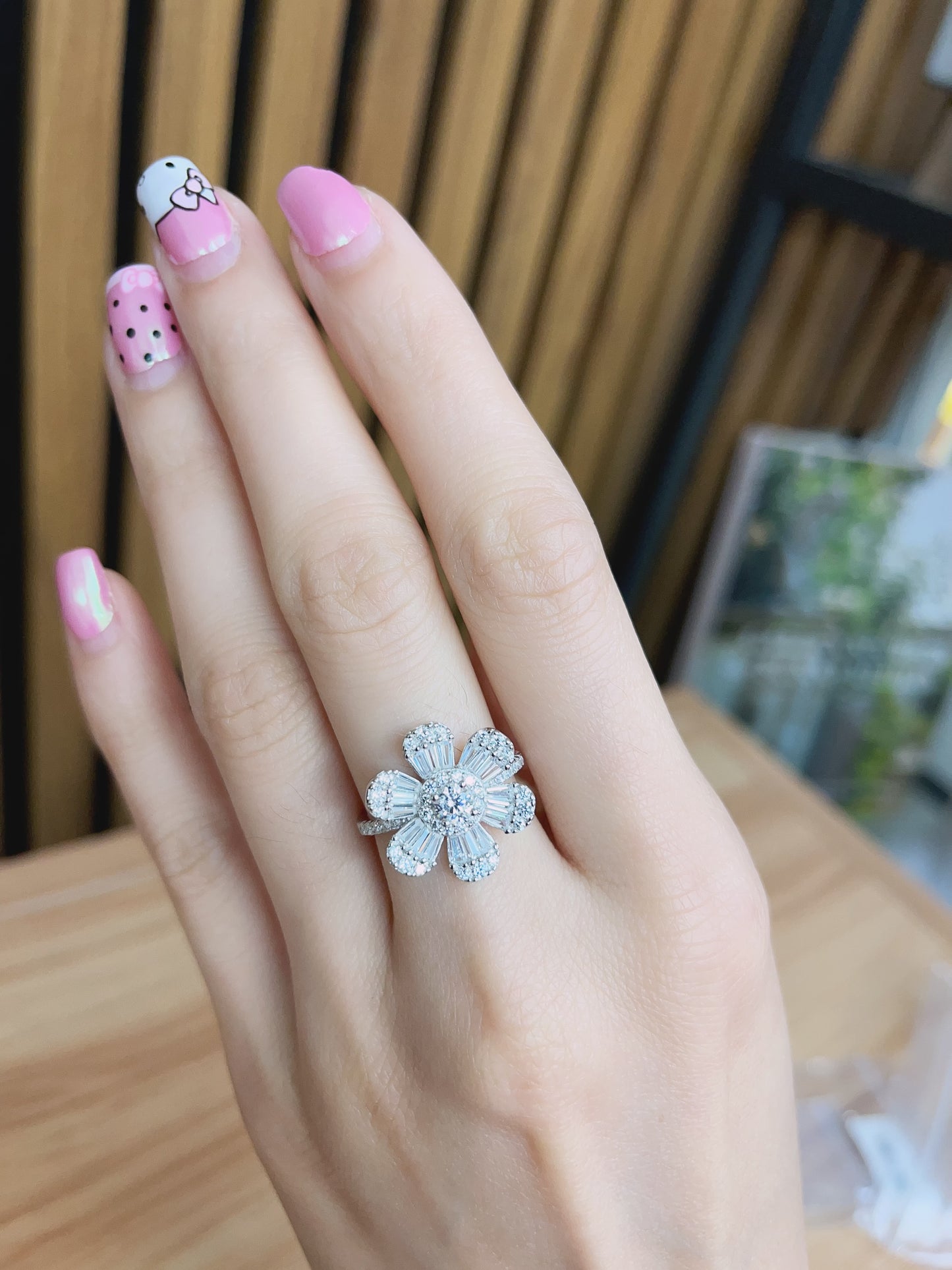 Sterling Silver with Simulated Diamond Cubic Zirconia Flower Shaped Rings for Women - LAX Jewelry