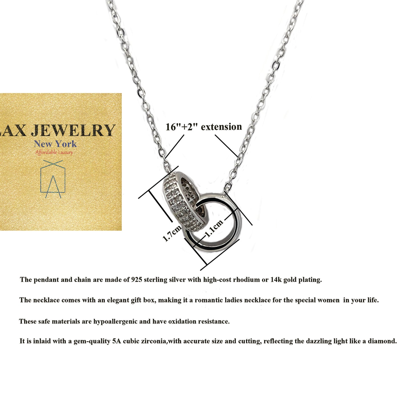 Silver Sterling Cubic Zirconia Matching Rings Necklaces Pendants for Women - LAX Jewelry