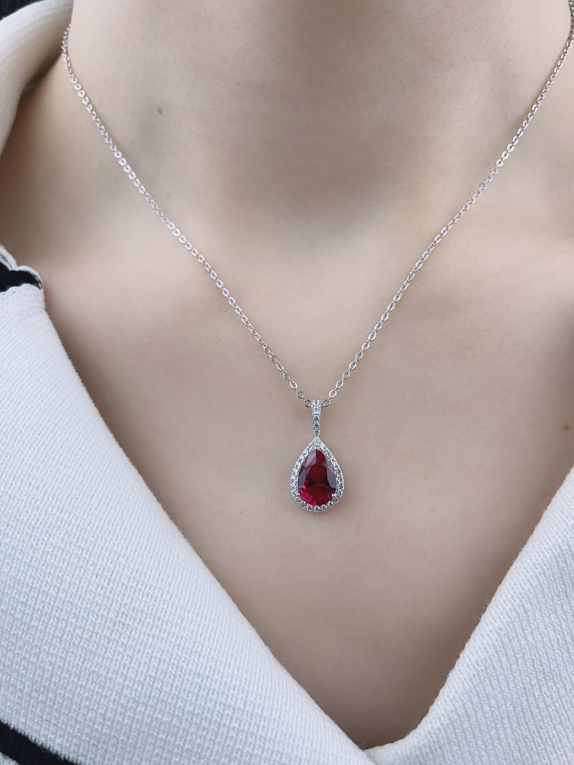 Sterling Silver with Elegant Gemstone Necklace for Women - LAX Jewelry