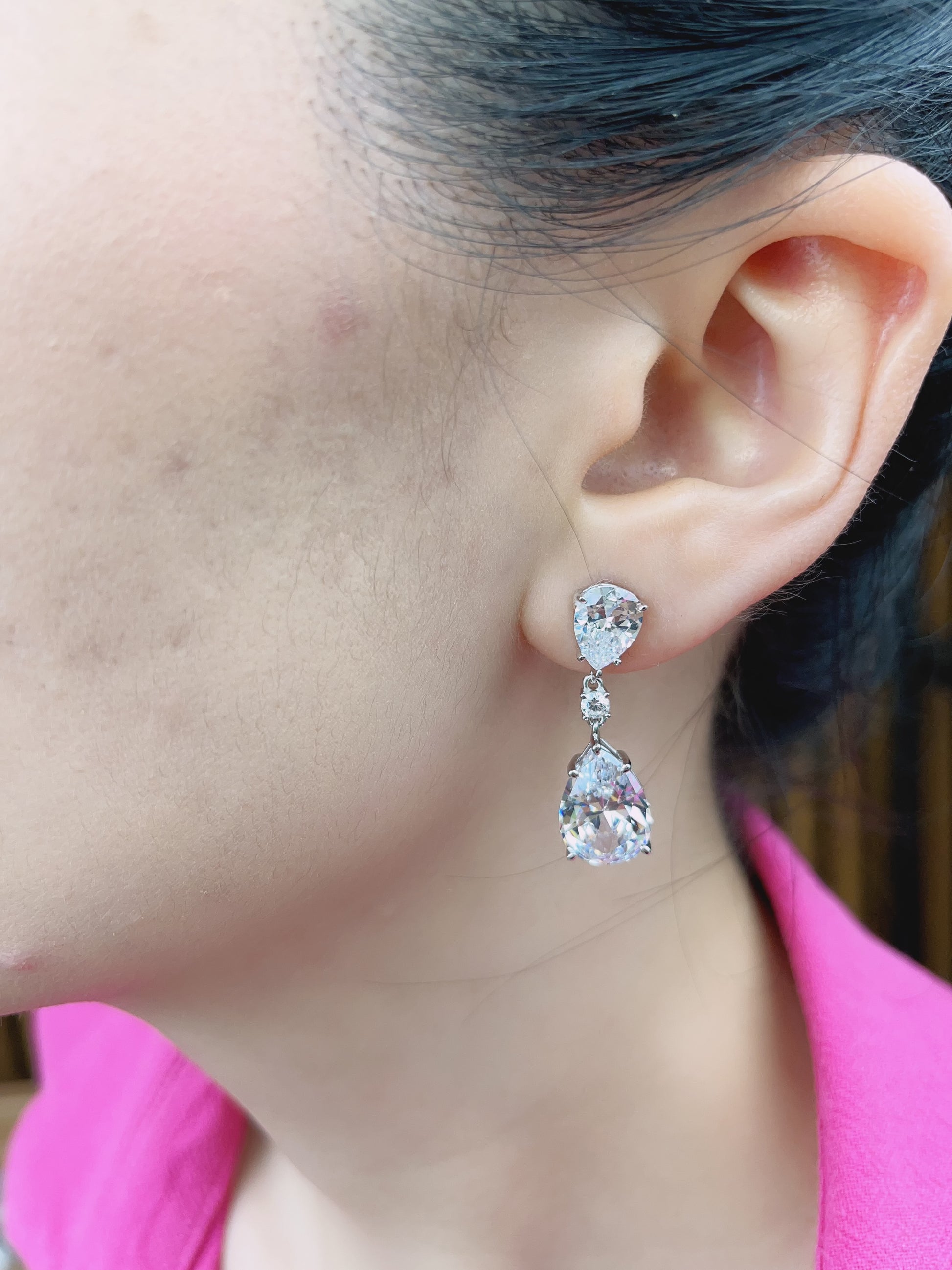 Sterling Silver Simulated Diamond CZ Earrings for Women - LAX Jewelry