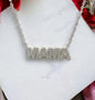 925 Sterling Silver Simulated Diamond Pendant MaMa Necklaces for Women - LAX Jewelry