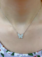 Sterling Silver Simulated Diamond Butterfly Necklace Pendant for Women - LAX Jewelry