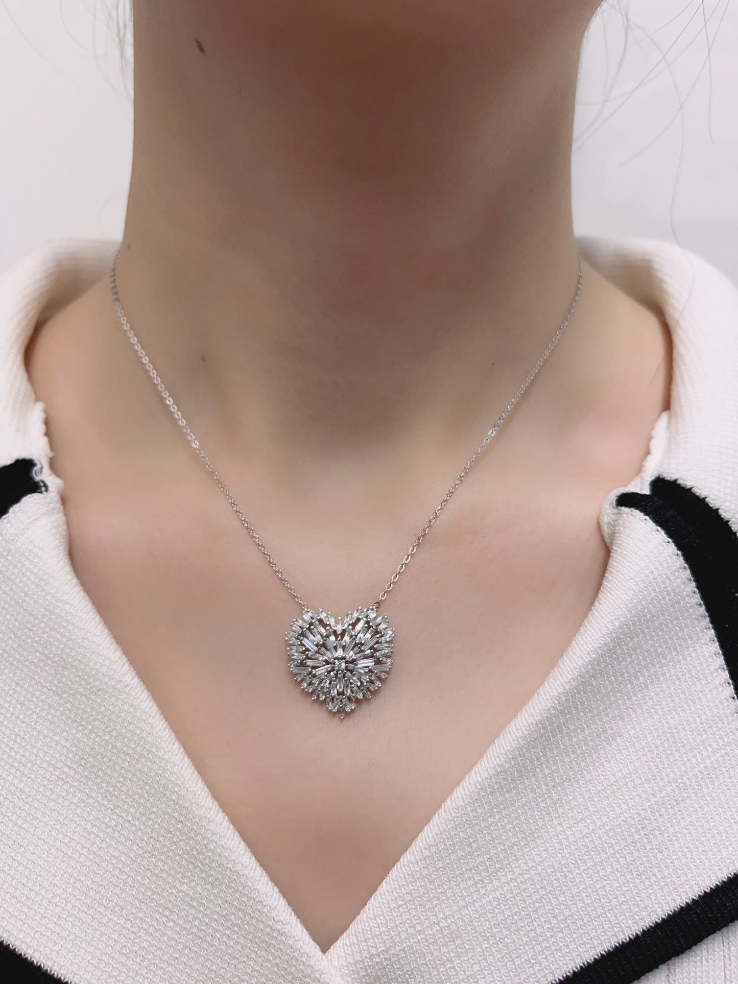 Sterling Silver Huge Heart-Shaped Pendant Fully Encrusted with Simulated Diamonds - LAX Jewelry