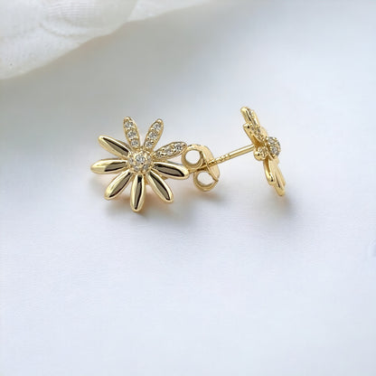 925 Sterling Silver with Simulated Diamond Flower Shaped Earrings for Women - LAX Jewelry