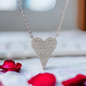 925 Sterling Silver with Simulated Diamonds Heart Necklace for Women - LAX Jewelry