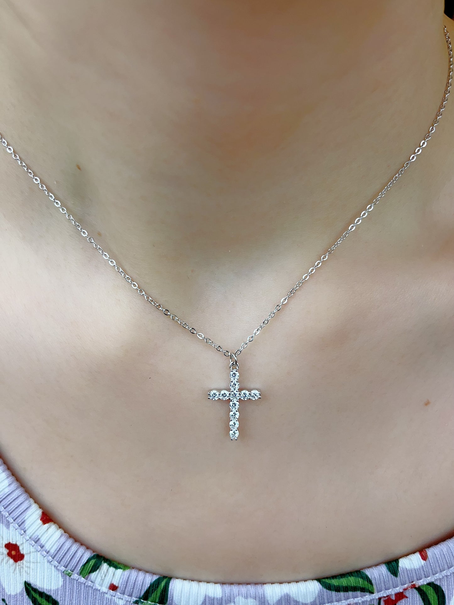 925 Cross 925 Sterling Silver 14K Gold Plated Necklace - LAX Jewelry