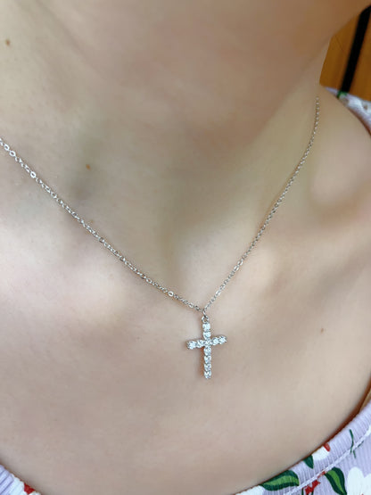 925 Cross 925 Sterling Silver 14K Gold Plated Necklace - LAX Jewelry