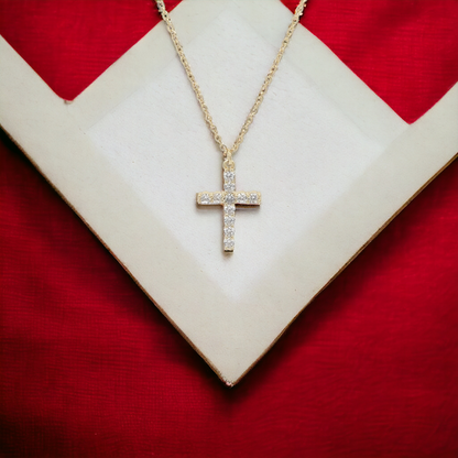 925 Cross 925 Sterling Silver 14K Gold Plated Necklace - LAX Jewelry