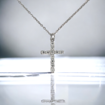 925 Cross 925 Sterling Silver 14K Gold Plated Necklace - LAX Jewelry