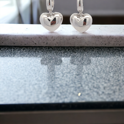 Sterling Silver Double Heart Drop Earrings for Women - LAX Jewelry