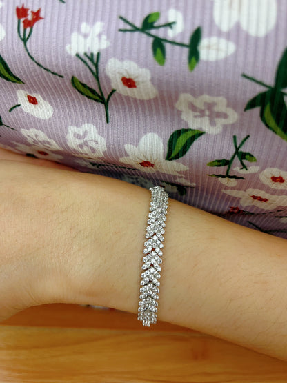 925 Sterling Silver with Simulated Diamond Cubic Zirconia Bracelet for Women - LAX Jewelry