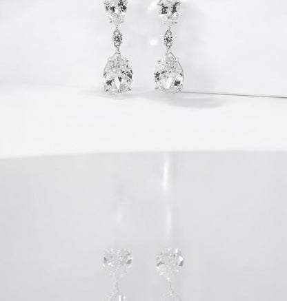 Sterling Silver Simulated Diamond CZ Earrings for Women - LAX Jewelry