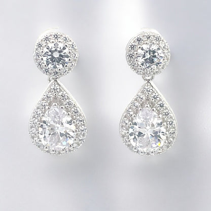 925 Sterling Silver with Simulated Diamond Cubic Zirconia Earrings for Women - LAX Jewelry