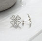 Sterling Silver with Simulated Diamond CZ 6 Flower Petals and 1 Flower Core Earrings for Women - LAX Jewelry