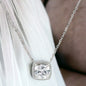 Sterling Silver with Square Shaped Sparkling Simulated Diamond Necklace for Women - LAX Jewelry