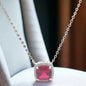 Sterling Silver with Square Shaped Sparkling Simulated Diamond Necklace for Women - LAX Jewelry