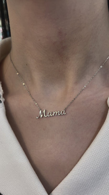 Sterling Silver 'MAMA' Pendant, Fully Bedecked with Simulated Diamond CZ - Perfect Mother's Day Gift