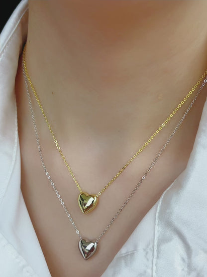 Colgante de plata de ley 925 con forma de corazón chapado en oro de 14 quilates o chapado en rodio para mujer