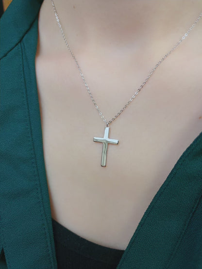 925 Sterling Silver Dainty Layered Cross Necklace for Women