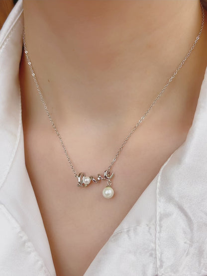 925 Sterling Silver Shell Pearl Pendant Necklace for Women