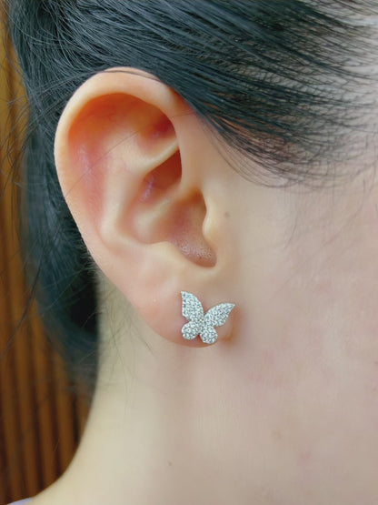 Sterling Silver with Simulated Diamond Butterfly Shaped Earrings for Women Jewelry