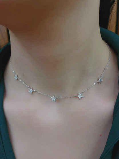 5 Stars 925 Sterling Silver Simulated Diamond Necklace for Women